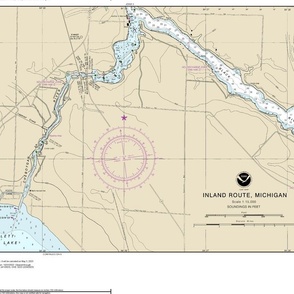 NOAA chart #14886-5 Michigan's Inland route:  Mullett Lake, Cheboygan River, Black River (21x15