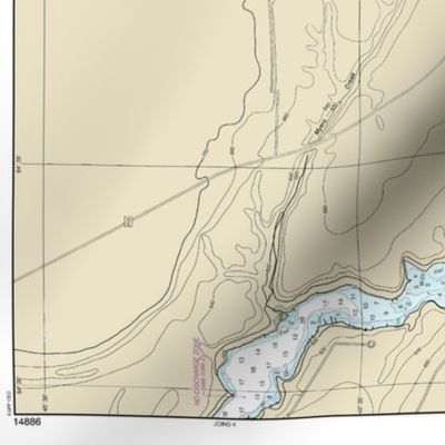 NOAA chart #14886-6 Michigan's Inland route: Black River, 21x12.4" (fits on any Fat Quarter of fabric)