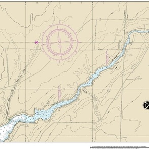 NOAA chart #14886-6 Michigan's Inland route: Black River, 21x12.4" (fits on any Fat Quarter of fabric)