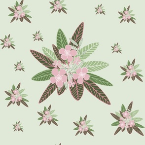 Sage Green Pink Flowers 