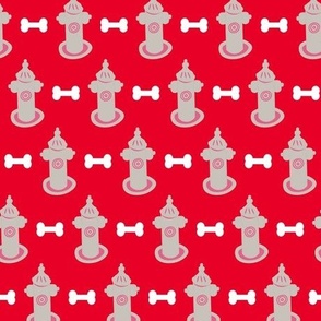 Fire hydrant and dog bone on red background