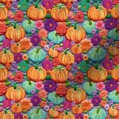 Bright Rainbow Pumpkins Embroidery - XS Scale