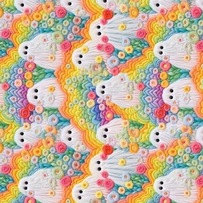 Floral Halloween Rainbow Ghost Embroidery Rotated - Large Scale