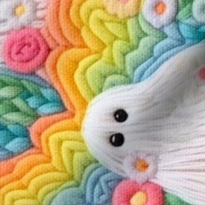 Floral Halloween Rainbow Ghost Embroidery Rotated - XL Scale