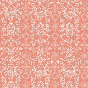 French country estate in salmon pinks and white. Large scale