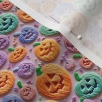Pastel Halloween Jack O Lanterns Embroidery - XS Scale