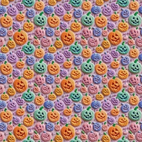 Pastel Halloween Jack O Lanterns Embroidery - Small Scale