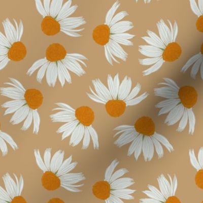 Cone Flowers on Light Caramel Brown / 6"