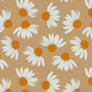 Cone Flowers on Light Caramel Brown / 6"