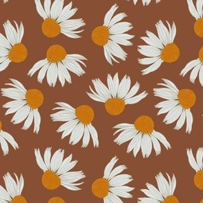 Cone Flowers on Retro Mocha Bisque / Brown