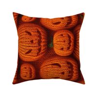 Knitted Orange Jack O Lanterns Rotated - XL Scale