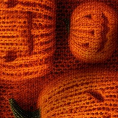 Knitted Orange Jack O Lanterns Rotated - XL Scale