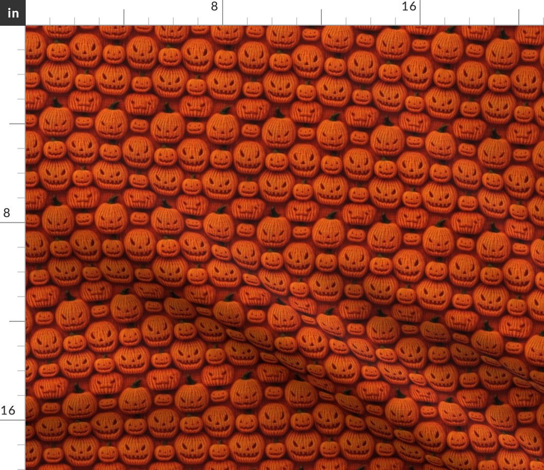 Knitted Orange Jack O Lanterns - XS Scale