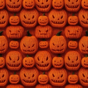 Knitted Orange Jack O Lanterns - Large Scale