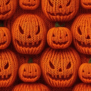 Knitted Orange Jack O Lanterns - XL Scale