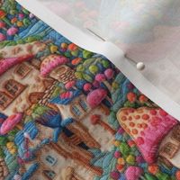 Rainbow Mushroom House Fairy Garden Embroidery - Small Scale