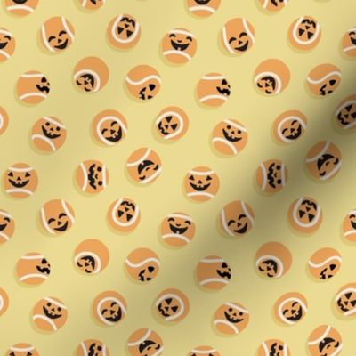 Halloween Fetch Dog Fabric - Honey Yellow, Small Scale