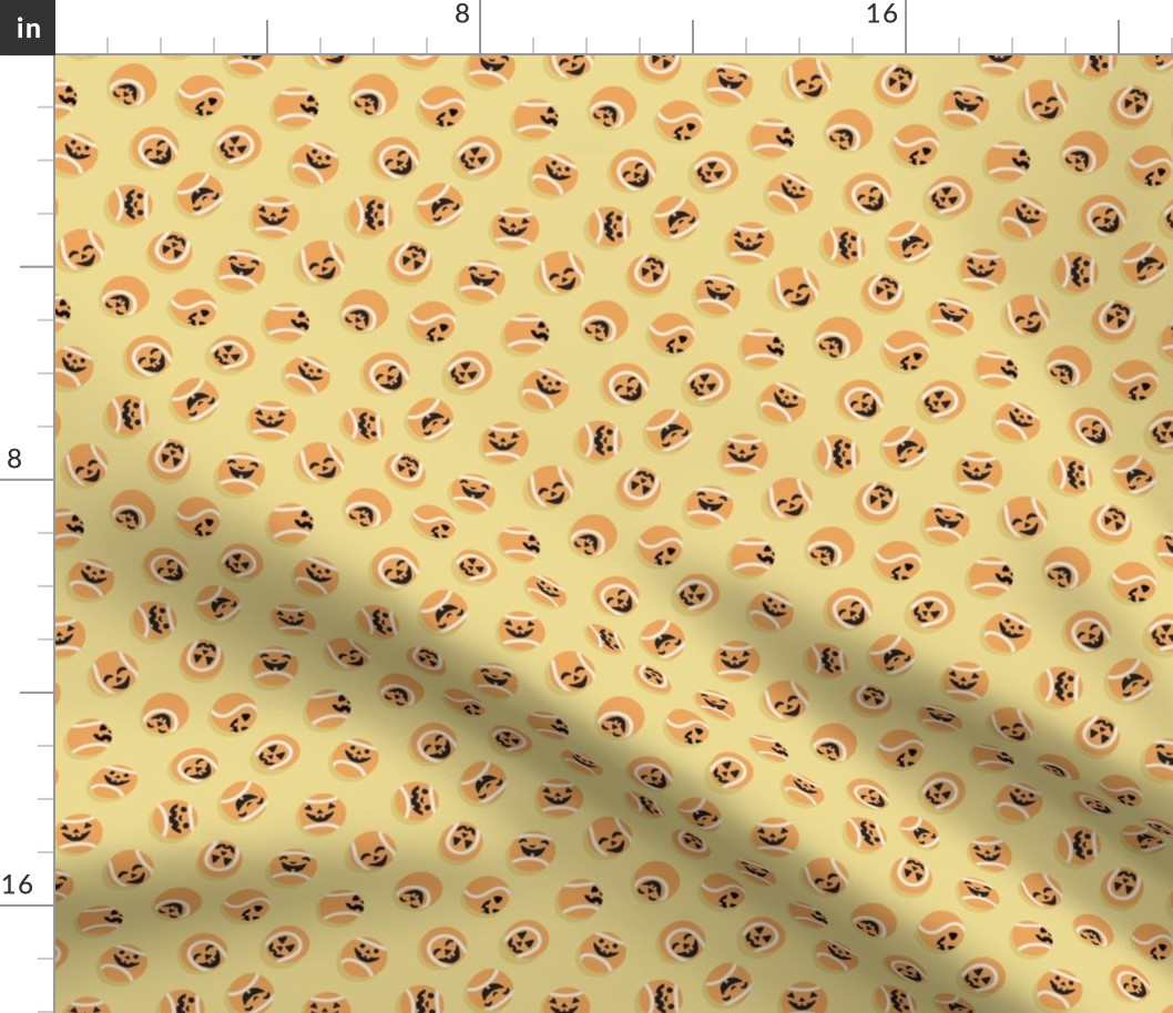 Halloween Fetch Dog Fabric - Honey Yellow, Small Scale