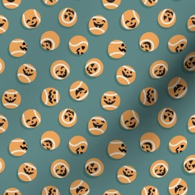 Halloween Fetch Dog Fabric - Dusty Teal, Small Scale
