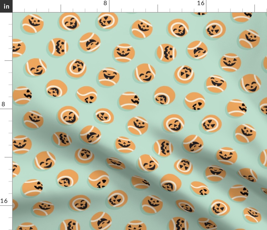 Halloween Fetch Dog Fabric- Pale Sea Glass Aqua, Medium Scale