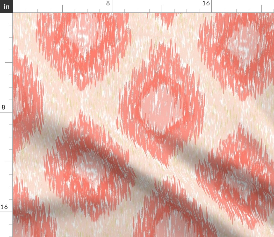 Coral, Pink, and Cream Ikat - Large Scale