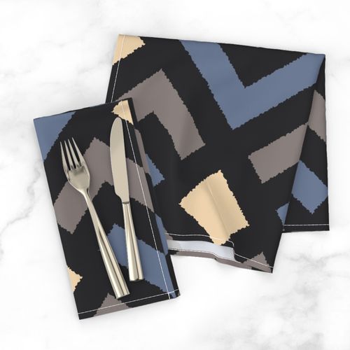 Geometric chevron arrows - Brown, blue, black, cornsilk - Big