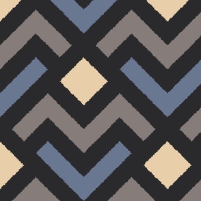 Geometric chevron arrows - Brown, blue, black, cornsilk - Big