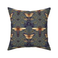 Gray Dragonfly Damask 