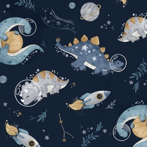 Space Dino - wallpaper - navy