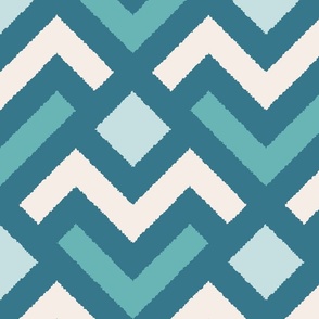 Geometric chevron arrows - Teal, verdigris, white - Big