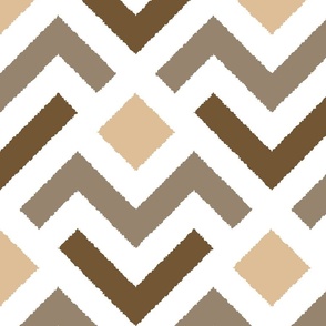 Geometric chevron arrows - Brown, khaki, white - Big