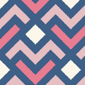 Geometric chevron arrows - Blue, pink, cyclamen, beige - Big