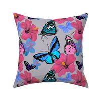 Butterfly and Bloom Lover - Pretty pink and blue fabric 