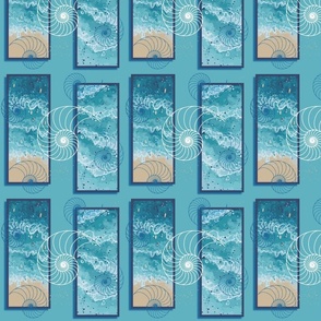 Nautilus Sea Shells and Beach in Panels