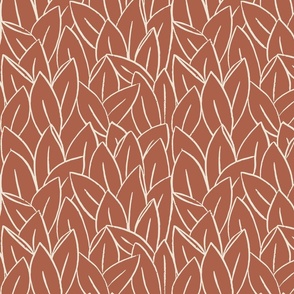 Minimal Outlined Autumn Leaves On Amaro Orange | Small