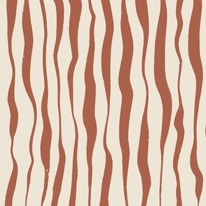 Organic Orange Zebra Stripes On Panna Cotta Beige | Medium