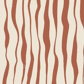 Organic Orange Zebra Stripes On Panna Cotta Beige | Large