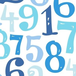 XL - Elementary Numbers - Blue Teal Navy Pastel White  Retro Back To School Math Teacher Classroom