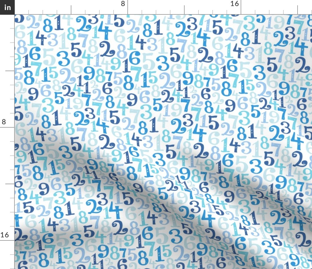 S - Elementary Numbers - Blue Teal Navy Pastel White  Retro Back To School Math Teacher Classroom