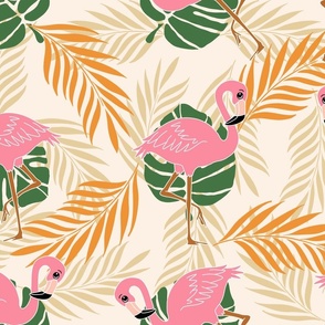 Flamingo tropical vibes (beige) - large