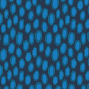 abstract leopard spots in ikat style | bluebell and peacock on navy | medium