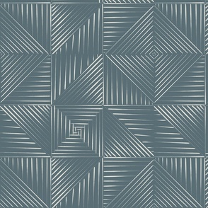 Line Quilt _ Creamy White_ Marble Blue Teal 02 _ Contemporary Geometric