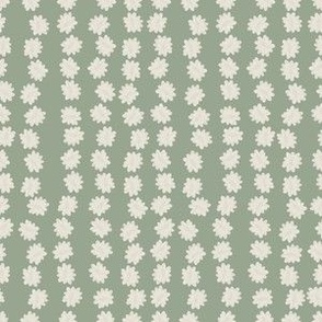Flower Puff Rows in sage and cream - 6x6