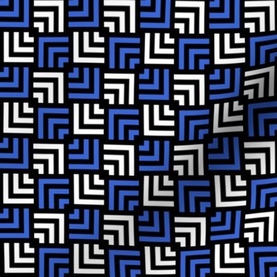 Custom Concentric Overlapping Squares in Black White and Blue