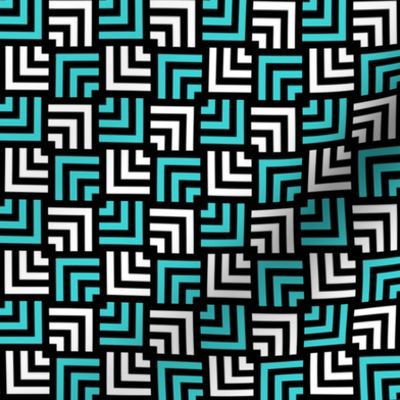 Custom Concentric Overlapping Squares in Black White and Turquoise Blue