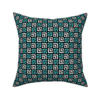 Custom Concentric Overlapping Squares in Black White and Turquoise Blue