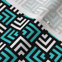 Custom Concentric Overlapping Squares in Black White and Turquoise Blue