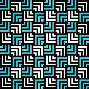 Custom Concentric Overlapping Squares in Black White and Turquoise Blue