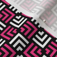 Custom Concentric Overlapping Squares in Black White and Hot Pink