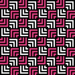 Custom Concentric Overlapping Squares in Black White and Hot Pink